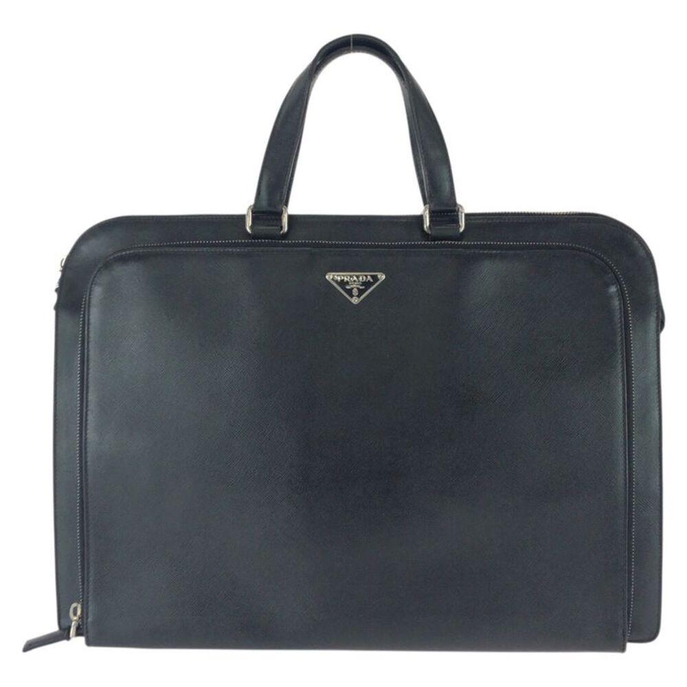 Prada Saffiano Triangle Logo Briefcase